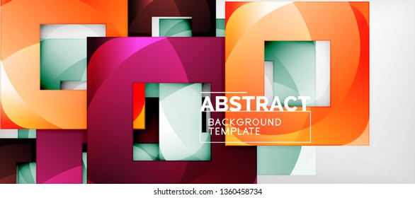 Square background, abstract squares on grey, business or techno template. Vector illustration