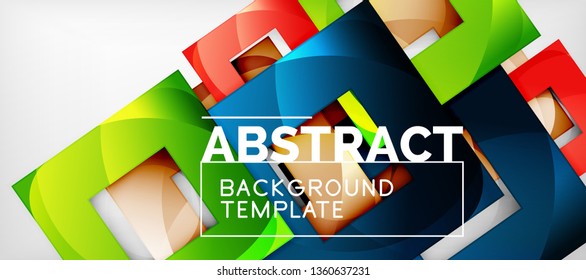 Square background, abstract squares on grey, business or techno template. Vector illustration