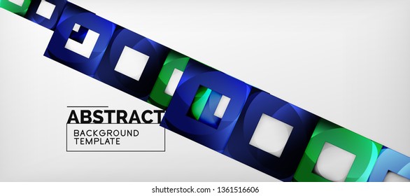 Square background, abstract squares on grey, business or techno template. Vector illustration
