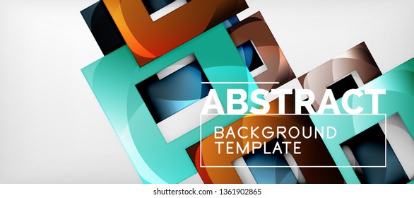 Square background, abstract squares on grey, business or techno template. Vector illustration
