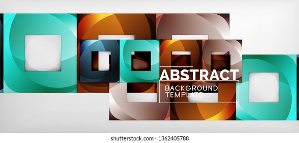 Square background, abstract squares on grey, business or techno template. Vector illustration