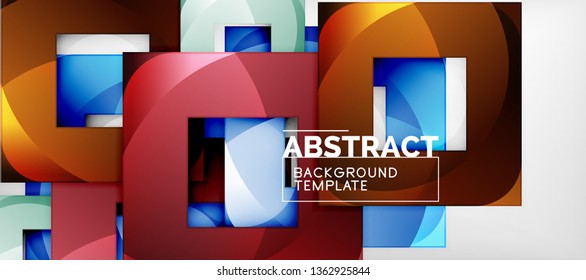 Square background, abstract squares on grey, business or techno template. Vector illustration