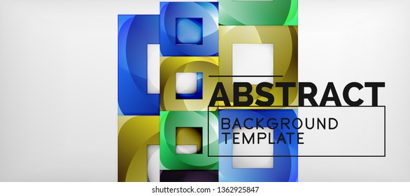Square background, abstract squares on grey, business or techno template. Vector illustration