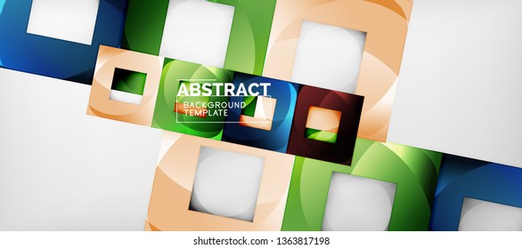 Square background, abstract squares on grey, business or techno template. Vector illustration