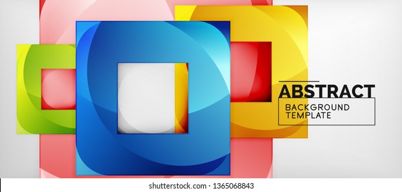 Square background, abstract squares on grey, business or techno template. Vector illustration