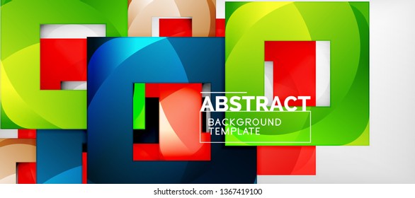 Square background, abstract squares on grey, business or techno template. Vector illustration