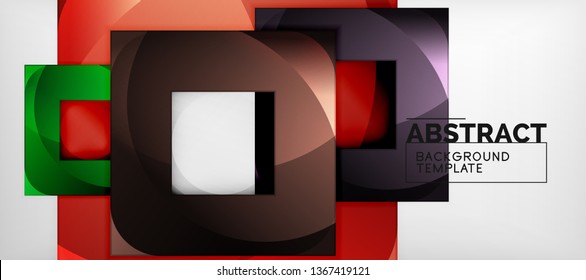 Square background, abstract squares on grey, business or techno template. Vector illustration