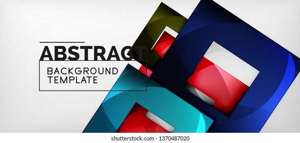 Square background, abstract squares on grey, business or techno template. Vector illustration