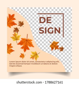 Square background with autumn theme. Suitable for social media post, banner, background and internet ads. Background vector design with photo collage.