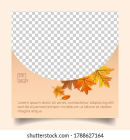 Square background with autumn theme. Suitable for social media post, banner, background and internet ads. Background vector design with photo collage.