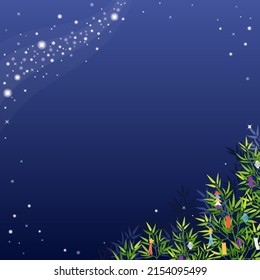 square background with bamboos and the milky way