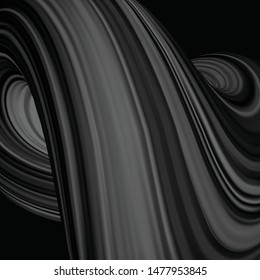 Vierter Hintergrund mit schwarz abstrakter, verdrehter Form in Bewegung. Illustration von 3D-gerenderter digitaler Kunst - Vektorgrafik