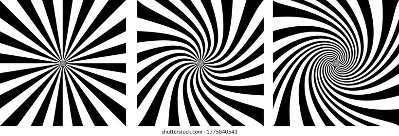 Square background with black and white spirals