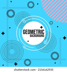 square background with blue color and abstract geometric elements. vector design