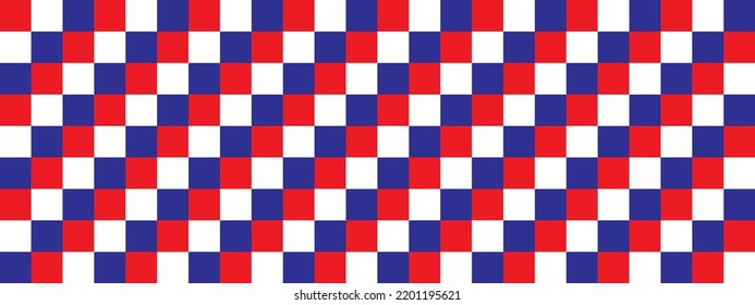 Fondo cuadrado con patrón azul, rojo, blanco, a cuadros.