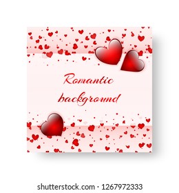 Square background of a brochure with hearts for a romantic design for St. Valentine's Day, Mother's Day or birthday