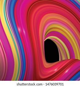 Square background with color abstract twisted shape in motion. Illustration of 3D rendered flow digital art - Vector
