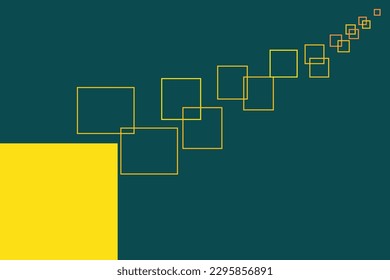 Square Background Design. Green color background with yellow Square.