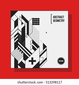 Square background design template with abstract geometric elements. Useful for CD covers, advertising and posters.