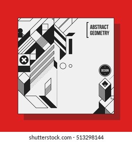 Square background design template with abstract geometric elements. Useful for CD covers, advertising and posters.