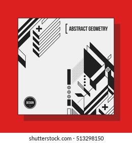 Square background design template with abstract geometric elements. Useful for CD covers, advertising and posters.
