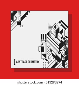 Square background design template with abstract geometric elements. Useful for CD covers, advertising and posters.