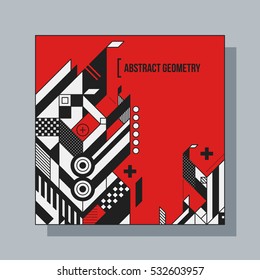 Square background design template with abstract geometric elements. Useful for CD covers, advertising and posters.