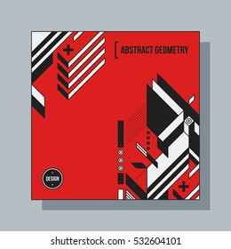 Square background design template with abstract geometric elements. Useful for CD covers, advertising and posters.