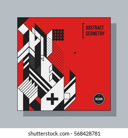 Square background design template with abstract geometric elements. Useful for CD covers, advertising and posters.