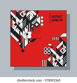 Square background design template with abstract geometric elements. Useful for CD covers, advertising and posters.