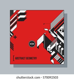 Square background design template with abstract geometric elements. Useful for CD covers, advertising and posters.