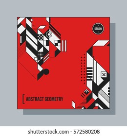 Square background design template with abstract geometric elements. Useful for CD covers, advertising and posters.