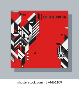 Square background design template with abstract geometric elements. Useful for CD covers, advertising and posters.