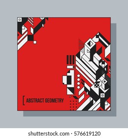 Square background design template with abstract geometric elements. Useful for CD covers, advertising and posters.