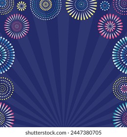 square background of fireworks and concentrated lines