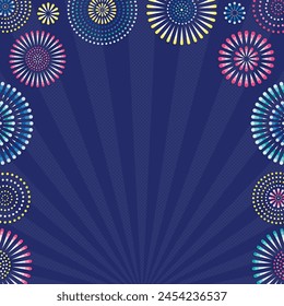 square background of fireworks and concentrated lines