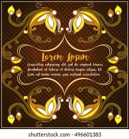 A square background with a floral frame. Vintage style. Hand drawn element. Place for text. Card for wedding invitations, birthday, thank you message. Elegant decor. Vector illustration, eps10.