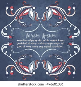 A square background with a floral frame. Vintage style. Hand drawn element. Place for text. Card for wedding invitations, birthday, thank you message. Elegant decor. Vector illustration, eps10.