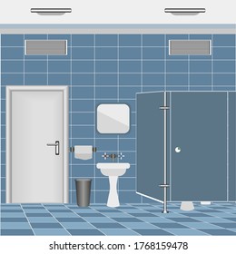 square background in the form of a public restroom interior