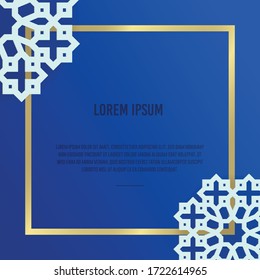 Square background with gold line and ornaments, template for greeting cards, messages and many more. 