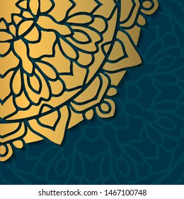 Square background with golden mandala ornament