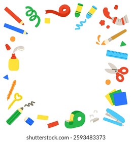 Square background image of art and craft icons