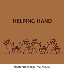 Square background with linear hand symbol