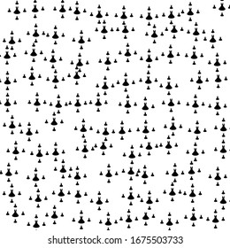 Square background pattern from black flared dress symbols are different sizes. The pattern is random filled. Vector illustration on white background