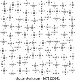 Square background pattern from geometric shapes are different sizes. The pattern is random filled with  black skulls. Vector illustration on white background