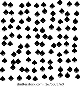 Square background pattern from geometric shapes. The pattern is random filled with huge  black spades. Vector illustration on white background
