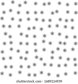 Square background pattern from geometric shapes. The pattern is random filled with big  black atomic symbols. Vector illustration on white background
