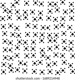 Square background pattern from geometric shapes are different sizes. The pattern is random filled with  black clubs. Vector illustration on white background