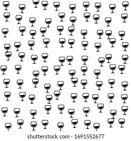 Square background pattern from geometric shapes. The pattern is random filled with huge  black wineglass symbols. Vector illustration on white background