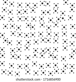 Square background pattern from geometric shapes are different sizes. The pattern is random filled with  black suns. Vector illustration on white background